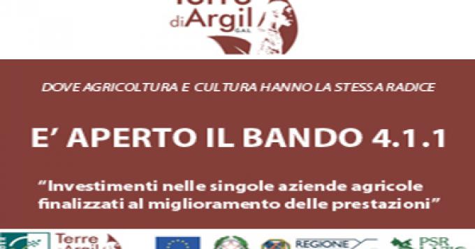 Avviso Pubblico Misura 19.2.1 - 4.1.1 Gal Terre di Argil